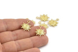 Brass Sun Charm, 6 Raw Brass Sun Charms With 1 Loop, Findings (19x14xmm) N1198