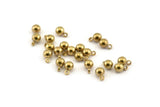 Brass Ball Charm, 12 Raw Brass Ball Charms With 1 Loop (4mm) D1718