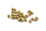 Brass Ball Charm, 12 Raw Brass Ball Charms With 1 Loop (4mm) D1718