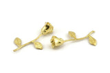 Brass Rose Charm, 2 Raw Brass Flower Charms With 1 Loop, Pendants, Findings (39mm) N1200