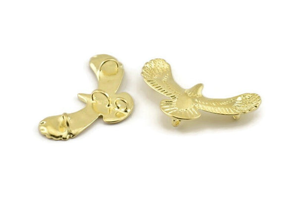 Brass Eagle Charm, Raw Brass Eagle Pendants With 4 Loops (46x21x2mm) N1190