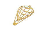 Brass Air Balloon Charm, 10 Raw Brass Air Balloon Charms With 1 Loop, Findings (52x27x0.30mm) D1685