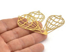 Brass Air Balloon Charm, 10 Raw Brass Air Balloon Charms With 1 Loop, Findings (52x27x0.30mm) D1685