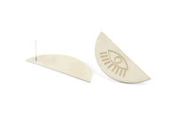 Silver Eye Earring, 2 - 925 Silver Eye Stud Earrings (38x15x0.60mm) P019