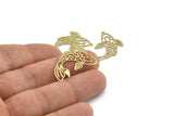 Brass Fish Charm, 24 Raw Brass Fish Charms With 1 Loop, Findings (27x18x0.40mm) D1678