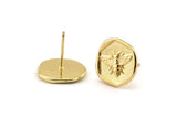 Gold Bee Earring, 4 Gold Plated Brass Bee Stud Earrings (13x1.5mm) N1212 Q0656