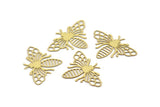 Brass Bee Charm, 20 Raw Brass Bee Charms, Findings (19x26x0.30mm) D1679