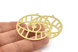 Brass Eye Charm, 6 Raw Brass Eye Charms With 1 Loop, Findings (45x0.30mm) D1668
