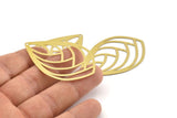 Brass Drop Charm, 6 Raw Brass Drop Charms With 1 Hole, Findings (55x35x0.30mm) D1667