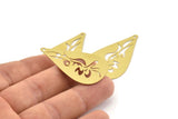 Brass Drop Charm, 10 Raw Brass Drop Charms With 1 Hole, Findings (44x27x0.30mm) D1697