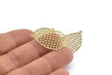 Brass Drop Charm, 12 Raw Brass Drop Connectors With 2 Loops, Findings (31x20x0.30mm) F120