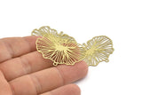 Brass Leaf Charm, 10 Raw Brass Leaf Charms, With 2 Loops, Findings (40x28x0.30mm) F117