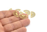 Brass Semi Circle, 12 Raw Brass Semi Circle Charms With 1 Hole, Earrings, Findings (19x10x0.40mm) F110