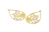 Brass Drop Charm, 10 Raw Brass Flower Charms With 1 Loop, Findings (47x30x0.30mm) D1675