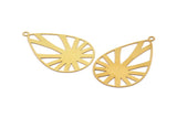 Brass Drop Charm, 10 Raw Brass Drop Shaped Charms With 1 Loop, Findings (47x30x0.30mm) D1684