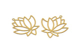 Brass Flower Charm, 10 Raw Brass Lotus Flower Charms With 1 Loop, Findings (37x33x0.40mm) D1693