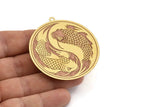 Brass Fish Charm, 4 Raw Brass Fish Charms With 1 Loop, Findings (50x0.30mm) D1680