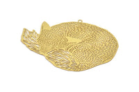 Brass Fox Charm, 4 Raw Brass Fox Charms With 1 Loop, Findings (62x82x0.30mm) D1681