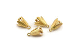 Brass Flower Charm, 6 Raw Brass Flower Charms With 1 Loop, Findings (14x10mm) N1234
