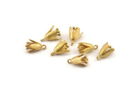 Brass Flower Charm, Raw Brass Flower Charms With 1 Loop, Findings (14x10mm) N1234