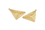 Brass Triangle Charm, 10 Raw Brass Triangle Charms With 1 Loop, Pendants, Findings (31x26x0.70mm) D1344