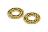Brass Wheel Charm, 4 Raw Brass Wheel Charms, Findings (30x2mm) D1338