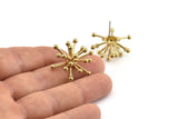 Brass Molecule Earring, 2 Raw Brass Molecule Stud Earrings (28x13mm) D1611
