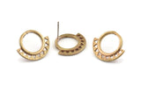 Brass Circle Earring, 2 Raw Brass Circle Stud Earrings (21x18x2mm) N1238