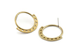 Brass Circle Earring, 2 Raw Brass Circle Stud Earrings (30x27x1.5mm) N1254