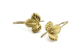 Brass Leaf Earring, 4 Raw Brass Leaf Stud Earrings, Findings (19x16x0.80mm) N1230