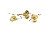 Brass Leaf Earring, 4 Raw Brass Leaf Stud Earrings, Findings (19x16x0.80mm) N1230