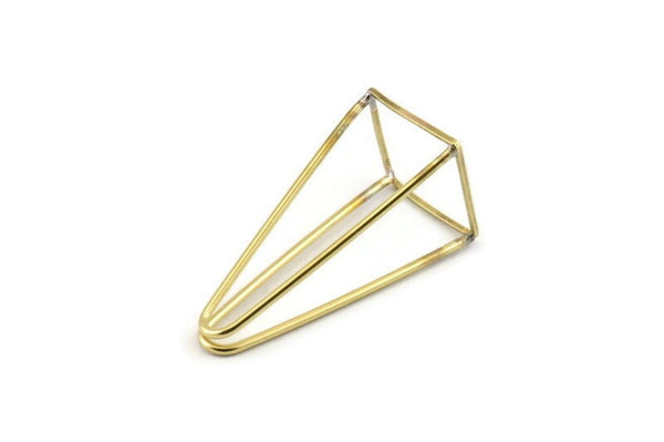 Brass Prism Earring, 4 Raw Brass Triangle Prism Earrings, Charms, Findings With 1 Loop (36x16x1.2mm) D1617