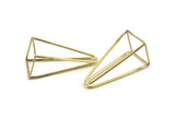 Brass Prism Earring, 4 Raw Brass Triangle Prism Earrings, Charms, Findings With 1 Loop (36x16x1.2mm) D1617