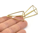 Brass Prism Earring, 4 Raw Brass Triangle Prism Earrings, Charms, Findings With 1 Loop (36x16x1.2mm) D1617