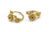 Brass Ring Settings, Raw Brass Flower Ring With 1 Stone Setting - Pad Size 4mm N1235