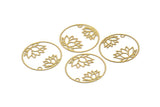 Brass Flower Charm, 12 Raw Brass Lotus Flower Charms With 1 Hole, Findings (27x0.60mm) D1438