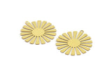 Brass Sun Charm, 12 Raw Brass Sun Charms With 1 Loop, Findings, Earrings (27x25x0.40mm) D1423