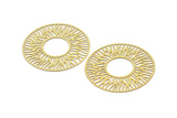 Brass Circle Charm, 6 Raw Brass Circle Charms, Findings (40x0.40mm) D1418