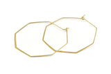 Brass Earring Wire, 24 Raw Brass Octagon Earring Wires (60mm) D1500