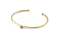 Brass Round Cuff, Raw Brass Bracelet Stone Setting With 1 Pad -  Pad Size 5mm D1652