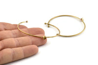 Brass Round Cuff, Raw Brass Bracelet Stone Setting With 1 Pad -  Pad Size 5mm D1652