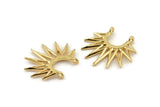 Gold Sunny Pendant, 2 Gold Plated Brass Sunny Ethnic Pendants With 2 Loops, Findings, Charms (24x27x1.6mm) BS 2048 Q0977