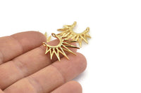 Gold Sunny Pendant, 2 Gold Plated Brass Sunny Ethnic Pendants With 2 Loops, Findings, Charms (24x27x1.6mm) BS 2048 Q0977