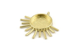 Brass Sun Charm, 2 Raw Brass Sunshine Charms With 1 Loop, Pendants - Pad Size 16mm (35x32mm) N1268