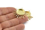Brass Sun Charm, 2 Raw Brass Sunshine Charms With 1 Loop, Pendants - Pad Size 16mm (35x32mm) N1268