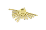 Brass Sun Charm, 2 Raw Brass Sunshine Charms With 1 Loop, Pendants - Pad Size 10mm (50x35x1.5mm) N1217