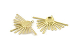 Brass Sun Charm, 2 Raw Brass Sunshine Charms With 1 Loop, Pendants - Pad Size 10mm (50x35x1.5mm) N1217