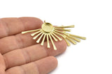 Brass Sun Charm, 2 Raw Brass Sunshine Charms With 1 Loop, Pendants - Pad Size 10mm (50x35x1.5mm) N1217