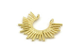 Brass Sun Charm, 4 Raw Brass Sunshine Charms With 2 Loops, Pendants (31x25x1.5mm) N1280