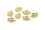 Brass Daisy Charm, 8 Tiny Hammered Raw Brass Flower Pendants (18x13x1.2mm) N1186